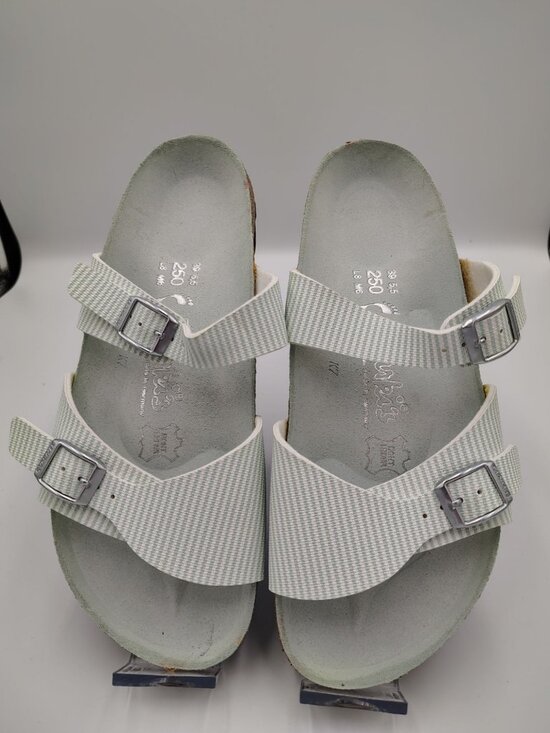 Birki's Shoes - Birki's Women's Striped Aziza Sandals Size Women's 8 Men's 6 EU 39 Adjustable Bu